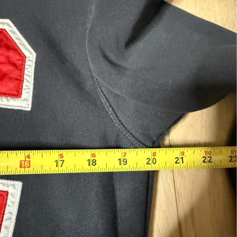 Champion Vintage Reverse Weave Hoodie Black Red Varsity “C” Patch Size Medium - Picture 6 of 8